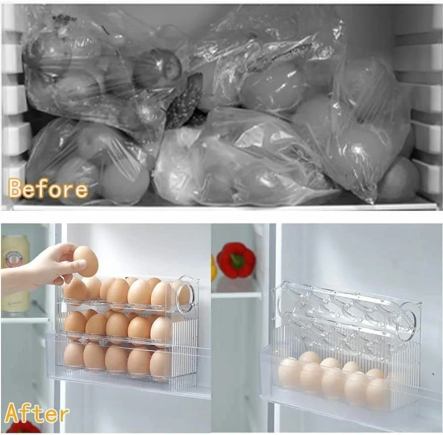 Transparent Flip Egg Box – Holds 30 Eggs with 3-Layer Flip Design - Image 3