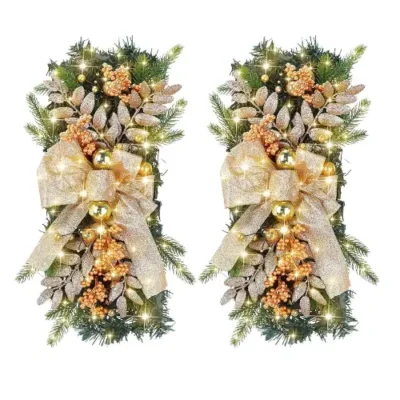 Christmas Swag Wreath Pendants with LED Lights